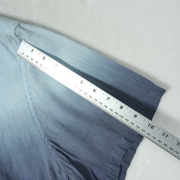The Men's Store at Bloomingdale's DipDye Short Sleeve Linen Shirt XXL Blue Ombre - Picture 5 of 6